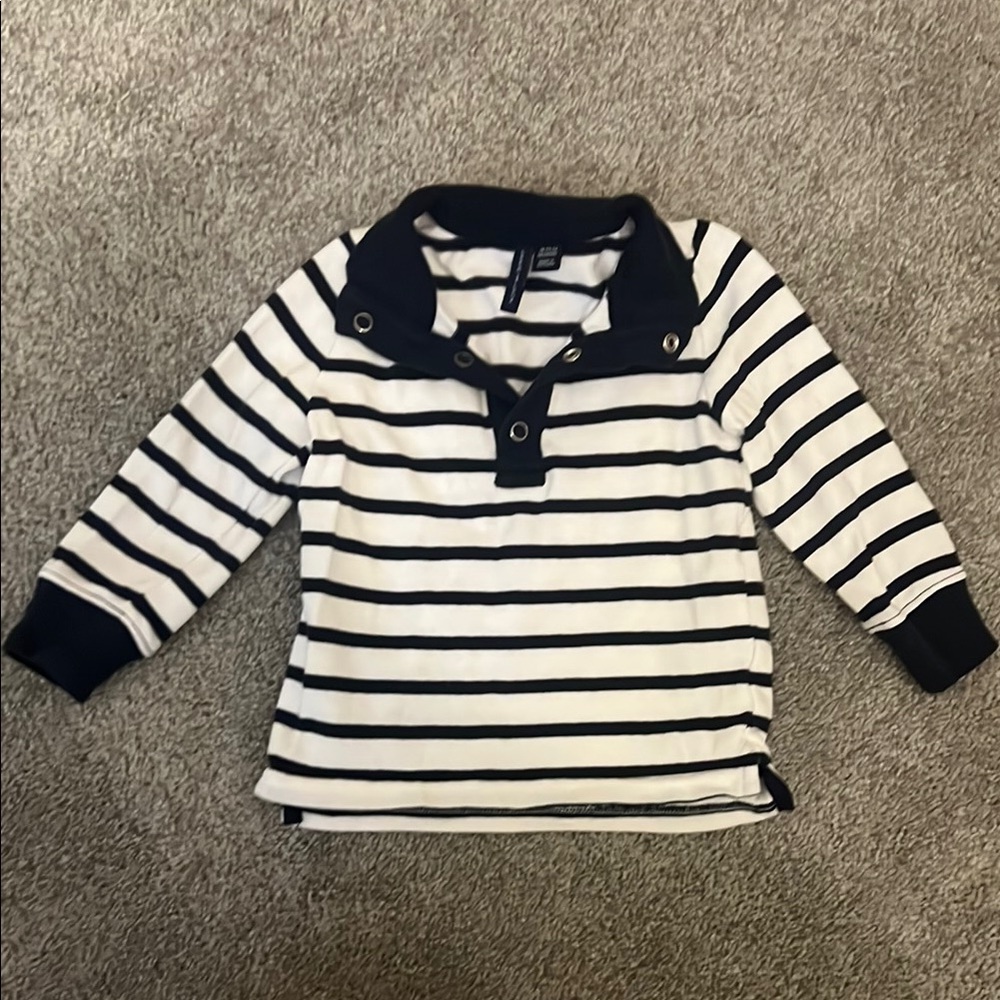 Janie and Jack Navy and white striped cotton polo